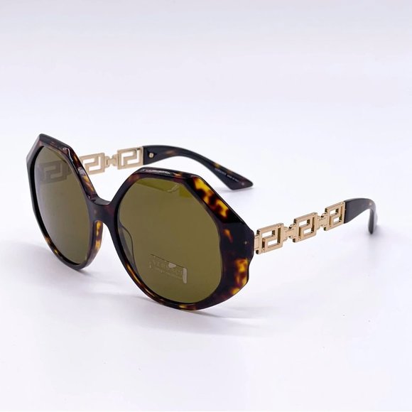 New Versace Havana Gold Acetate Sunglasses